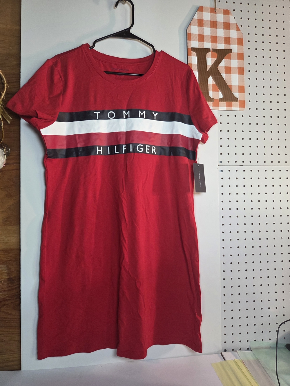 Tommy Hilfiger Red Logo Stripe T-Shirt Dress